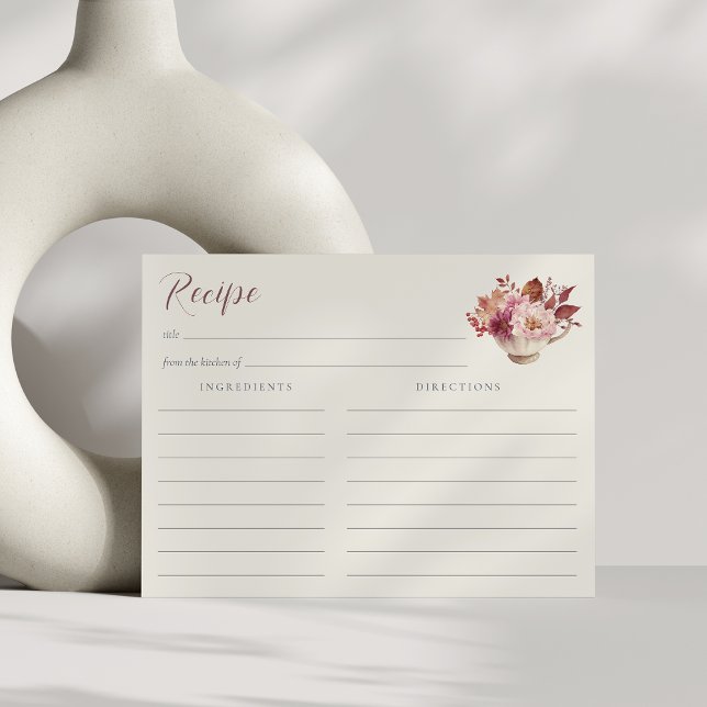 Autumn Floral Teacup Bridal Shower Recipe Card (Creator Uploaded)