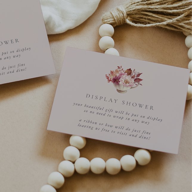 Autumn Floral Teacup Fall Bridal Display Shower Enclosure Card (Creator Uploaded)