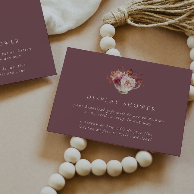 Autumn Floral Teacup Fall Bridal Display Shower Enclosure Card (Creator Uploaded)