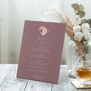 Autumn Floral Teacup Fall Bridal Shower Menu Pedestal Sign