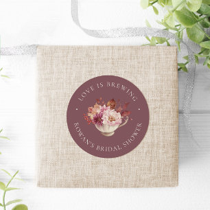 Autumn Floral Teacup Fall Bridal Shower Tea Favour Classic Round Sticker