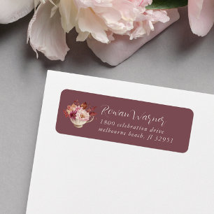 Autumn Floral Teacup Fall Return Address