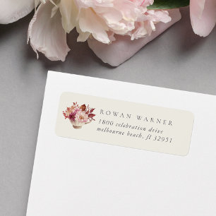 Autumn Floral Teacup Fall Return Address