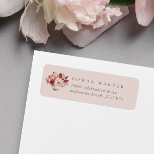 Autumn Floral Teacup Fall Return Address