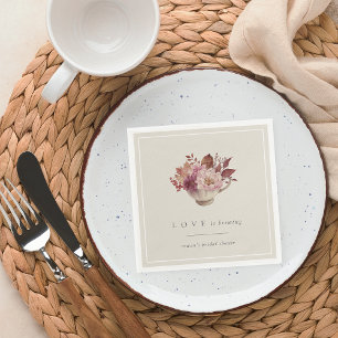 Autumn Floral Teacup Love Is Brewing Bridal Shower Napkin