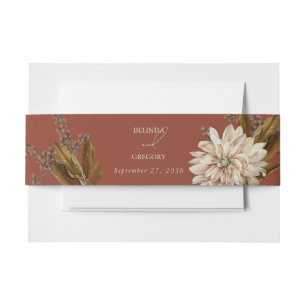 Autumn Floral Terracotta Watercolor Fall Wedding Invitation Belly Band