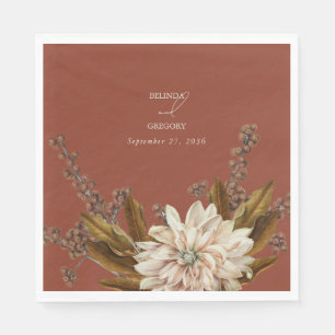 Autumn Floral Terracotta Watercolor Fall Wedding Napkin