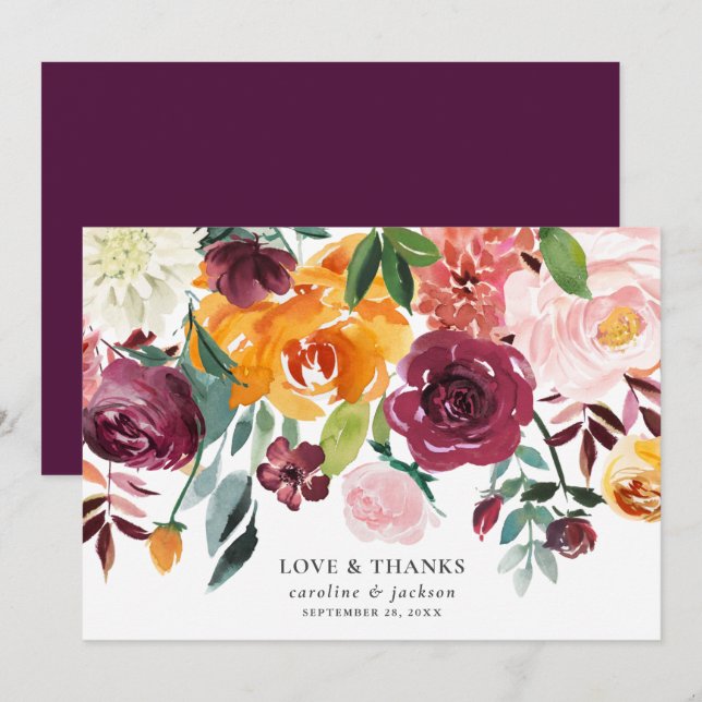 Autumn Floral Thank You Card (Front/Back)