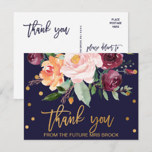 Autumn Floral Thank You Postcard