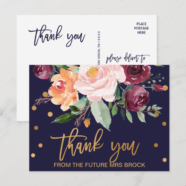Autumn Floral Thank You Postcard (Front/Back)