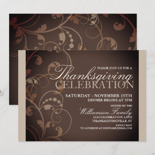 Autumn Floral Thanksgiving Dinner Invitation