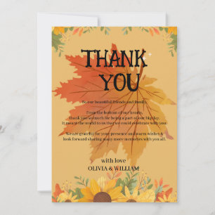 Autumn Floral Thanksgiving Dinner  Thank You Card