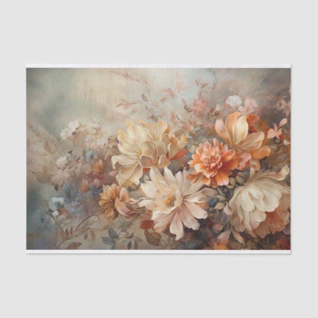 Autumn Floral Thanksgiving Halloween Decoupage Tissue Paper (Front)