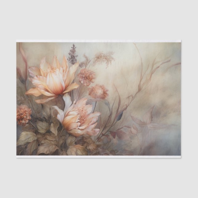 Autumn Floral Thanksgiving Halloween Decoupage Tissue Paper (Front)