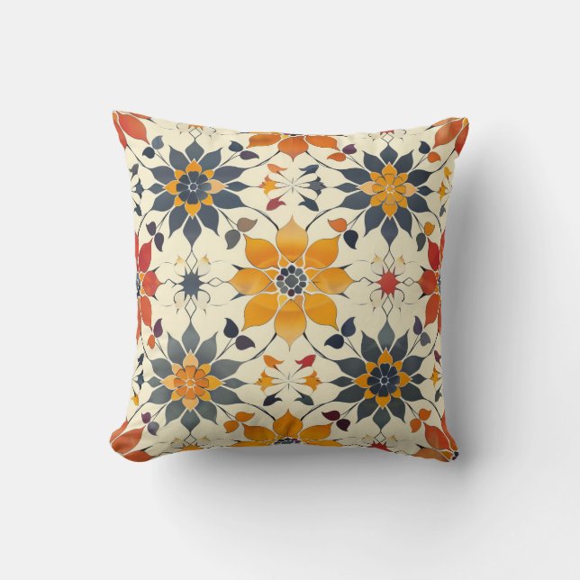 Autumn Floral Tile Cushion (Front)