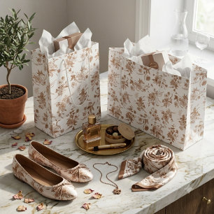 Autumn Floral Toile Pattern Medium Gift Bag
