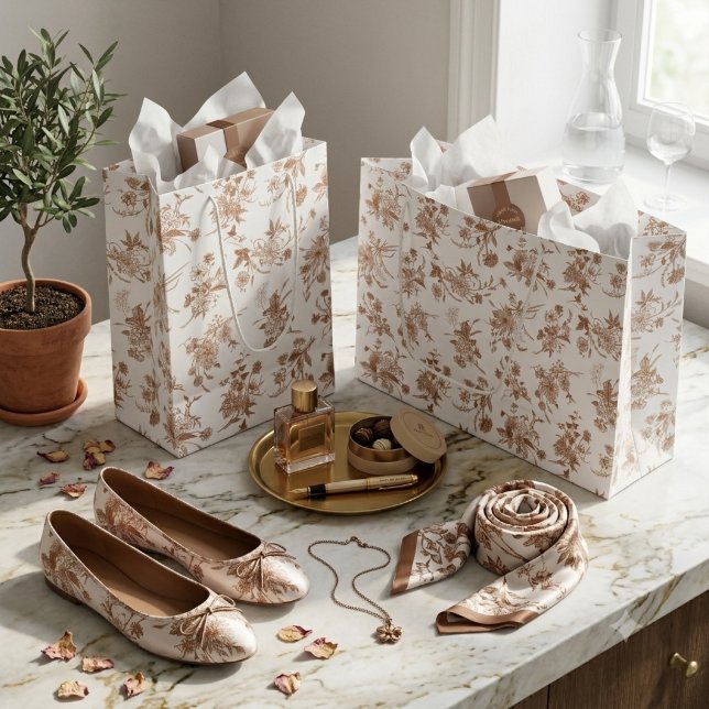 Autumn Floral Toile Pattern Medium Gift Bag (Creator Uploaded)