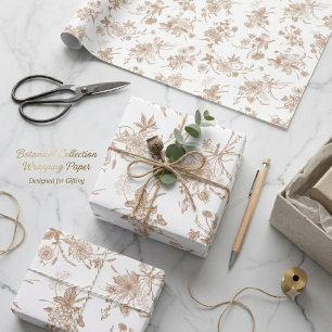 Autumn Floral Toile Pattern Wrapping Paper Sheet