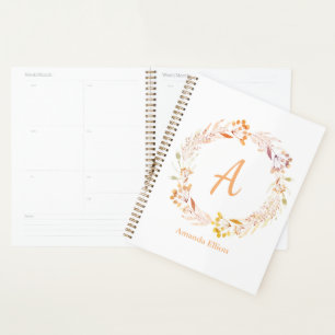 Autumn Floral Watercolor Boho Personalised Planner