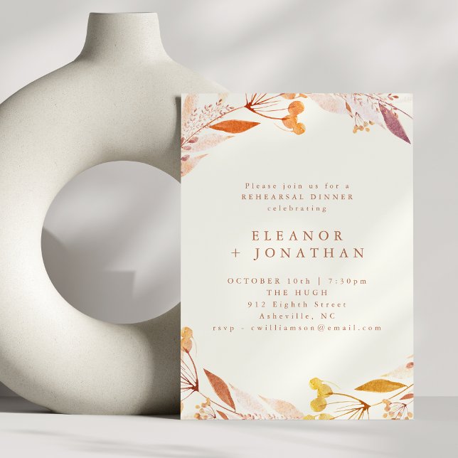 Autumn Floral Watercolor Boho Rehearsal Dinner Invitation (Creator Uploaded)
