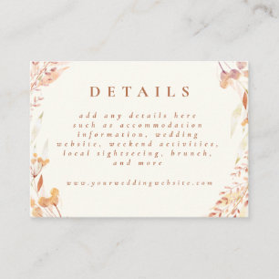 Autumn Floral Watercolor Boho Wedding Earthy  Enclosure Card