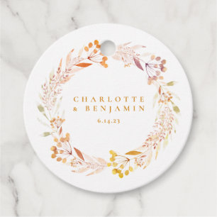 Autumn Floral Watercolor Wreath Boho Custom Favour Tags