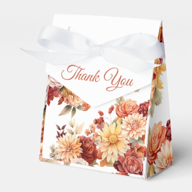 Autumn Floral Wedding Favour Box (Front Side)