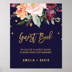 Autumn Floral Wedding Guest Book Sign