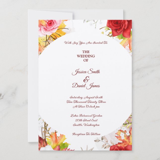 Autumn Floral Wedding Invitation (Front)