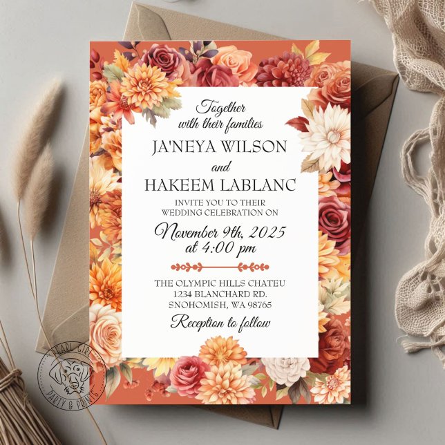 Autumn Floral Wedding Invitation (Creator Uploaded)