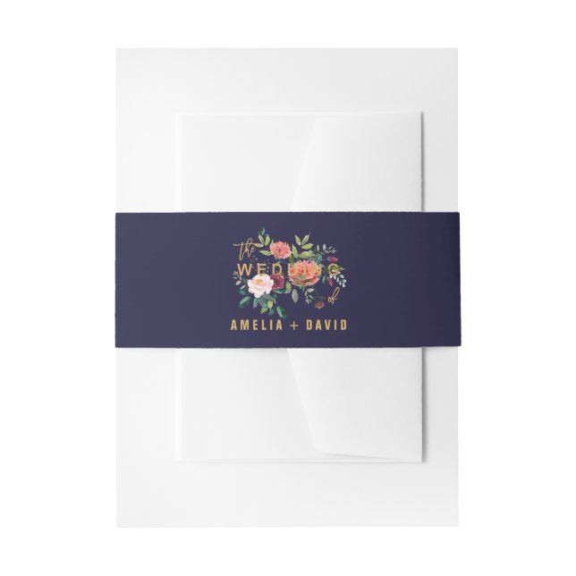 Autumn Floral Wedding Invitation Belly Band (Front Example)