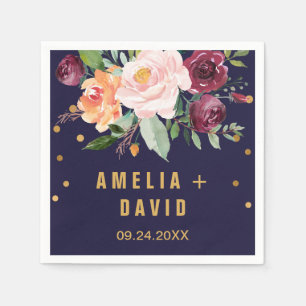 Autumn Floral Wedding Napkin