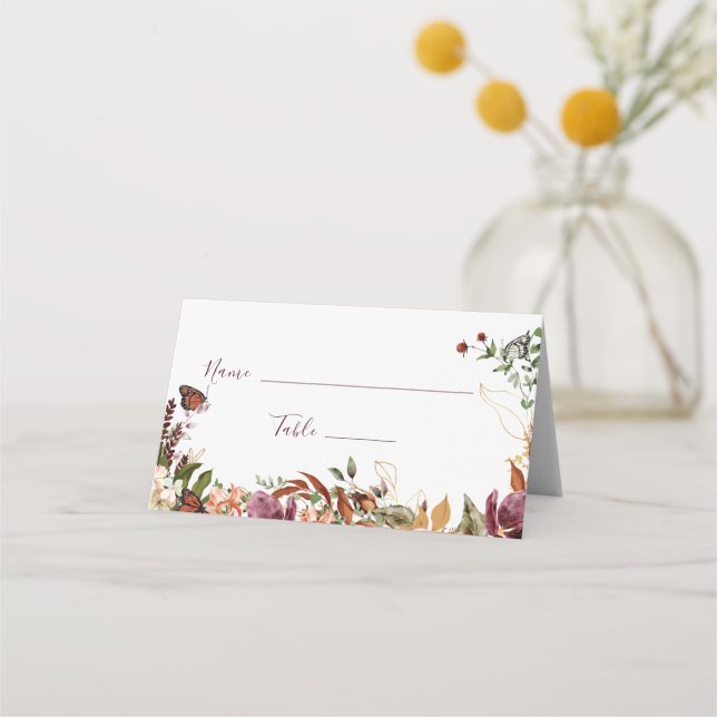 Autumn Floral Wedding  Place Card (Front)