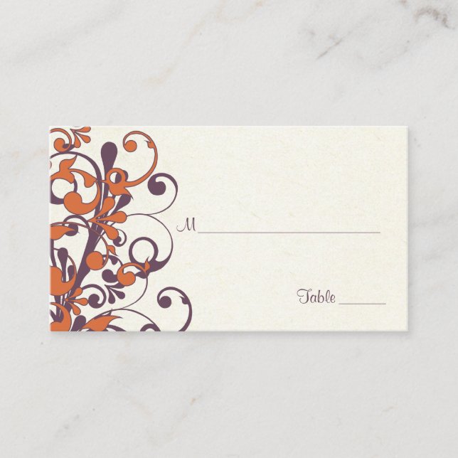 Autumn Floral Wedding Place or Escort Cards (Front)