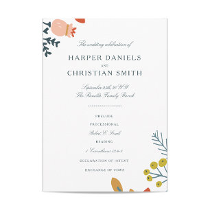 Autumn Floral Wedding Program Programme