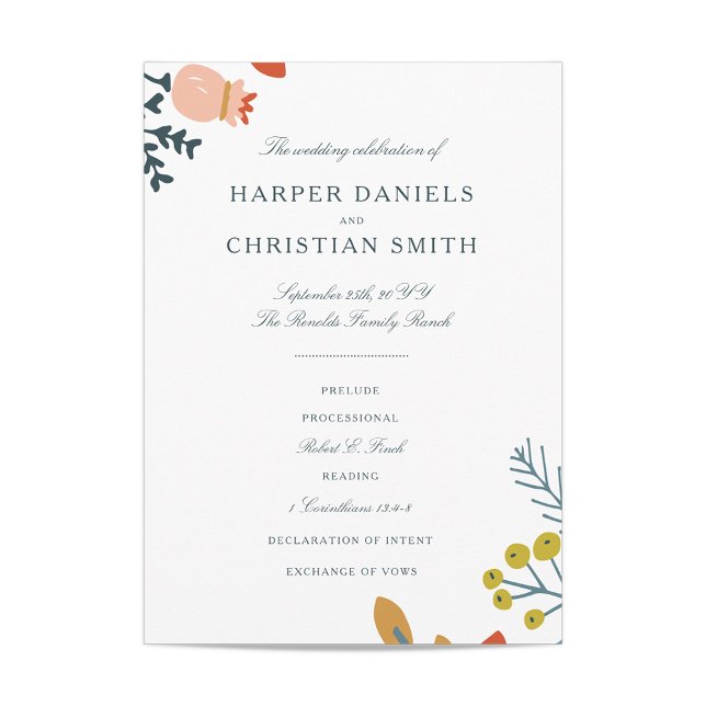Autumn Floral Wedding Program Programme (Creator Uploaded)