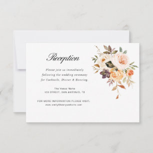 autumn floral wedding reception card