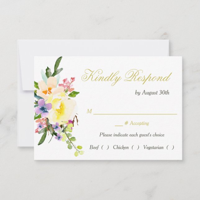 Autumn Floral Wedding Rehearsal Dinner RSVP (Front)