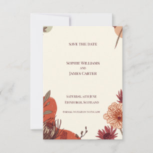 Autumn Floral Wedding Save The Date Card Rustic