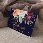 Autumn Floral Wedding Thank You Card<br><div class="desc">This autumn floral wedding thank you card is perfect for a fall wedding. The design features a stunning bouquet of blush, orange peach, and marsala burgundy flowers with faux gold foil typography and confetti. The inside of the card is blank, so you will have plenty of space to write a...</div>