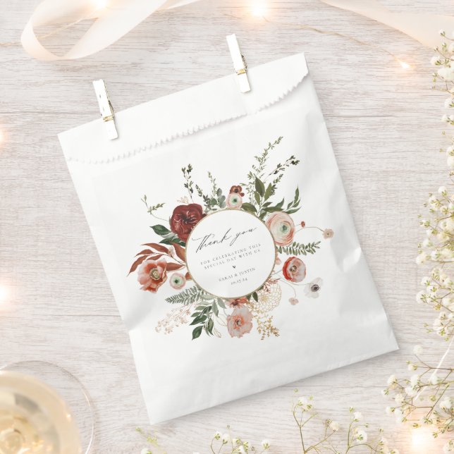 Autumn Floral Wedding Thank You Favour Bags (Clipped)