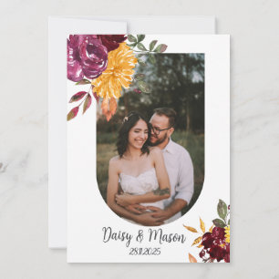 Autumn Floral with BoId watercolor bloom wedding  Invitation