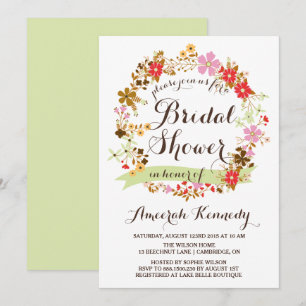 Autumn Floral Wreath Bridal Shower Invitation