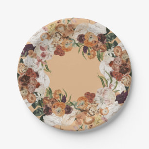 Autumn Floral Wreath Custom Colour Paper Plates