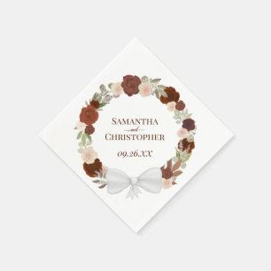 Autumn Floral Wreath Elegant Diagonal Wedding Napkin