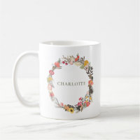 Autumn Floral Wreath in Sage Personalised Name