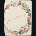 Autumn Floral Wreath Yellow Green with Name iPad Cover<br><div class="desc">This stylish custom iPad cover features a beautiful autumn floral greenery wreath in a lovely fall palette of mustard yellow,  sage green,  and blush. Personalise it with your name in script lettering. Great gift idea.</div>