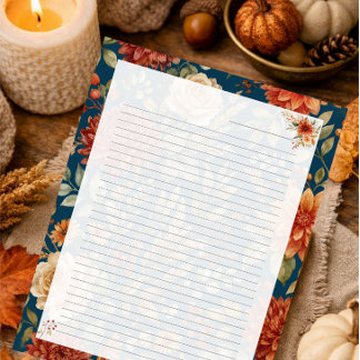 Autumn Floral Writing Pad – Elegant Fall Stationer
