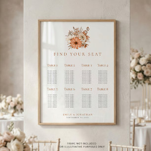 Autumn Florals 8 table Wedding Seating Chart
