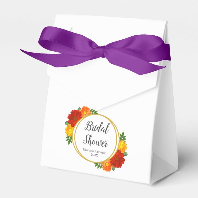 Autumn Florals Bridal Shower Favour Box (Front Side)